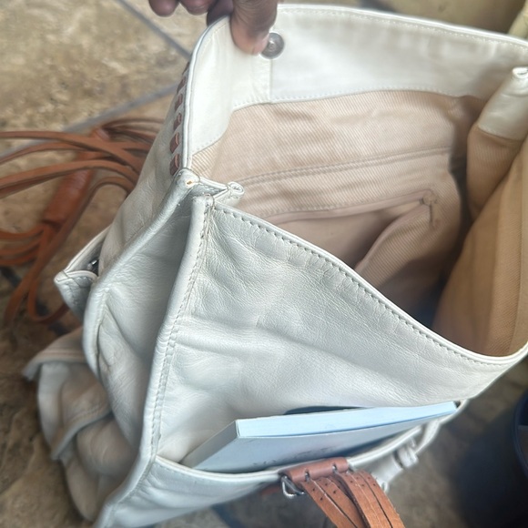 Francesca Biasia cream leather satchel handbag - Picture 3 of 8